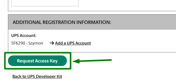 getting UPS access key - requesting access key