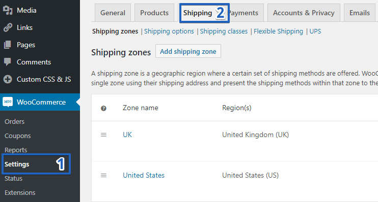 WooCommerce Settings: Shipping