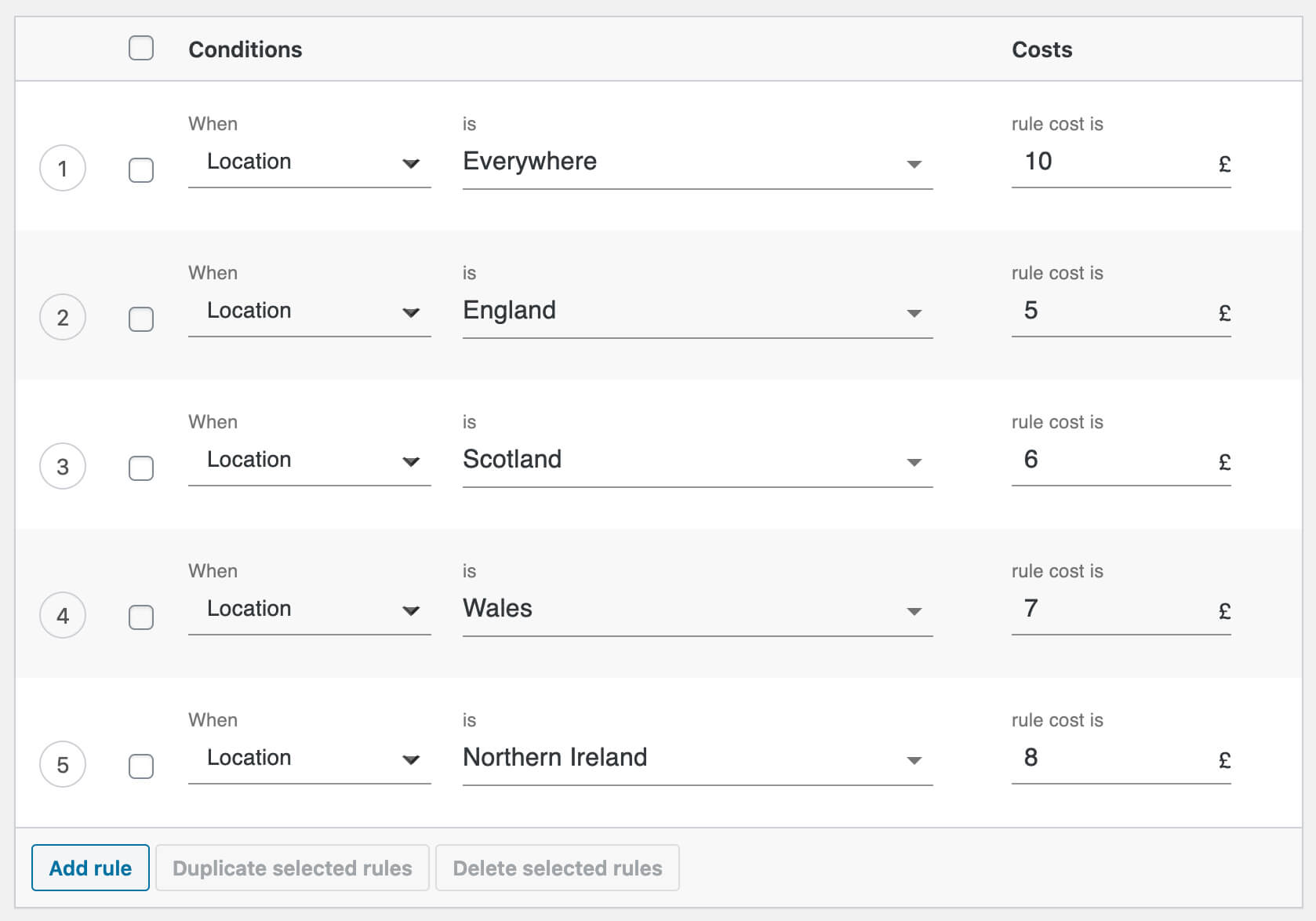 WooCommerce shipping locations in the UK