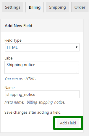 add new html field in woocommerce checkout page