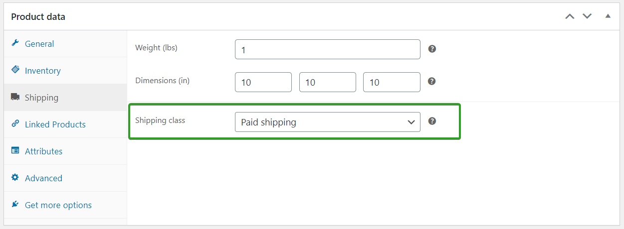 add products to new shipping class