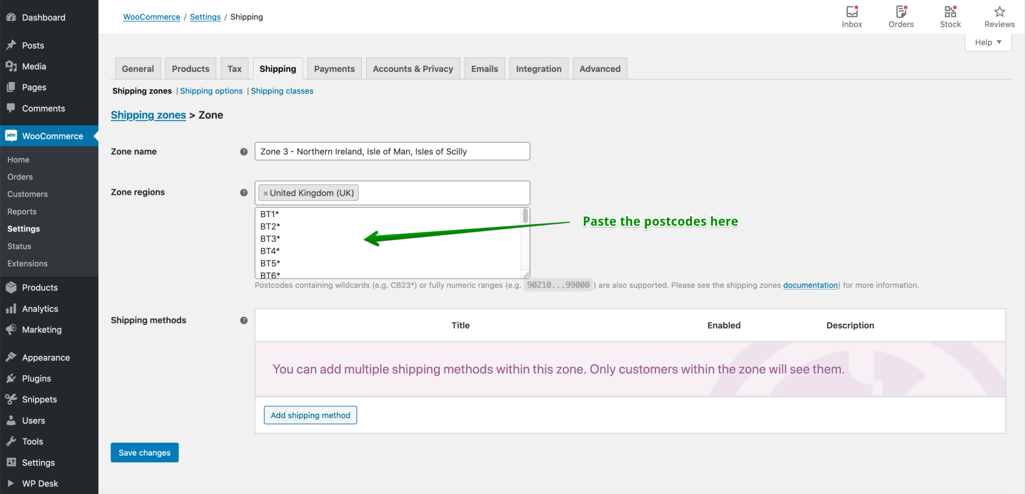 WooCommerce Shipping Based On Zip Code/Postcode/Postal Code