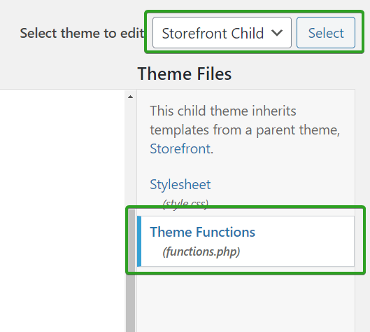 Child Theme functions.php file