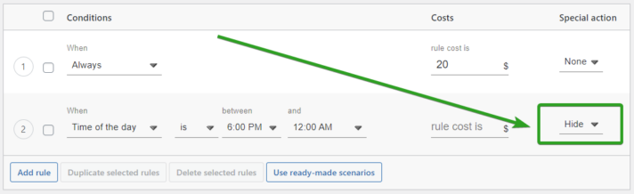 Hide WooCommerce shipping method based on day and time of day