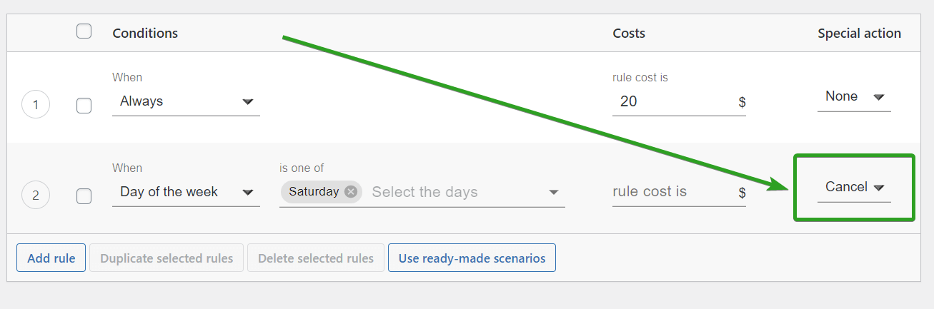 hide shipping method based on day of the week