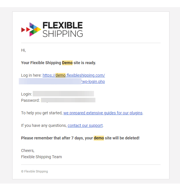 Flexible Shipping Demo - activation email