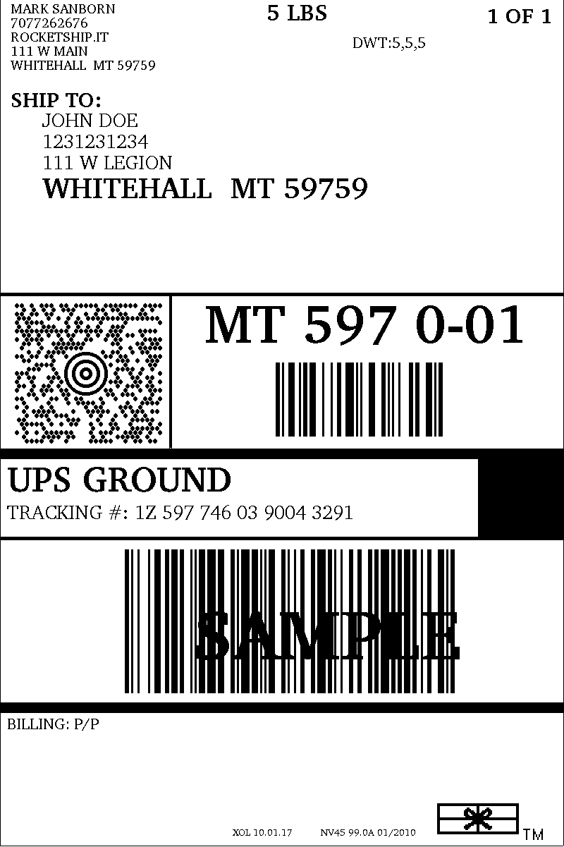 ups shipping label example
