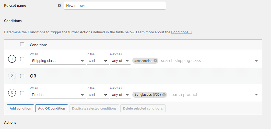 multiple conditions in the conditional shipping methods plugin