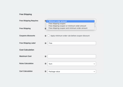 Free shipping and Cost Calculation settings - Flexible Shipping PRO WooCommerce