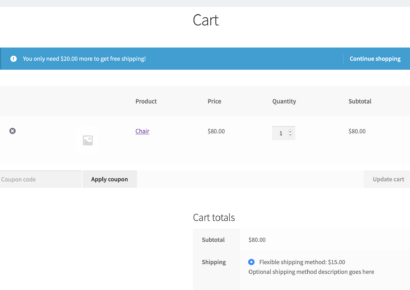 Left to free shipping notice - Flexible Shipping PRO WooCommerce