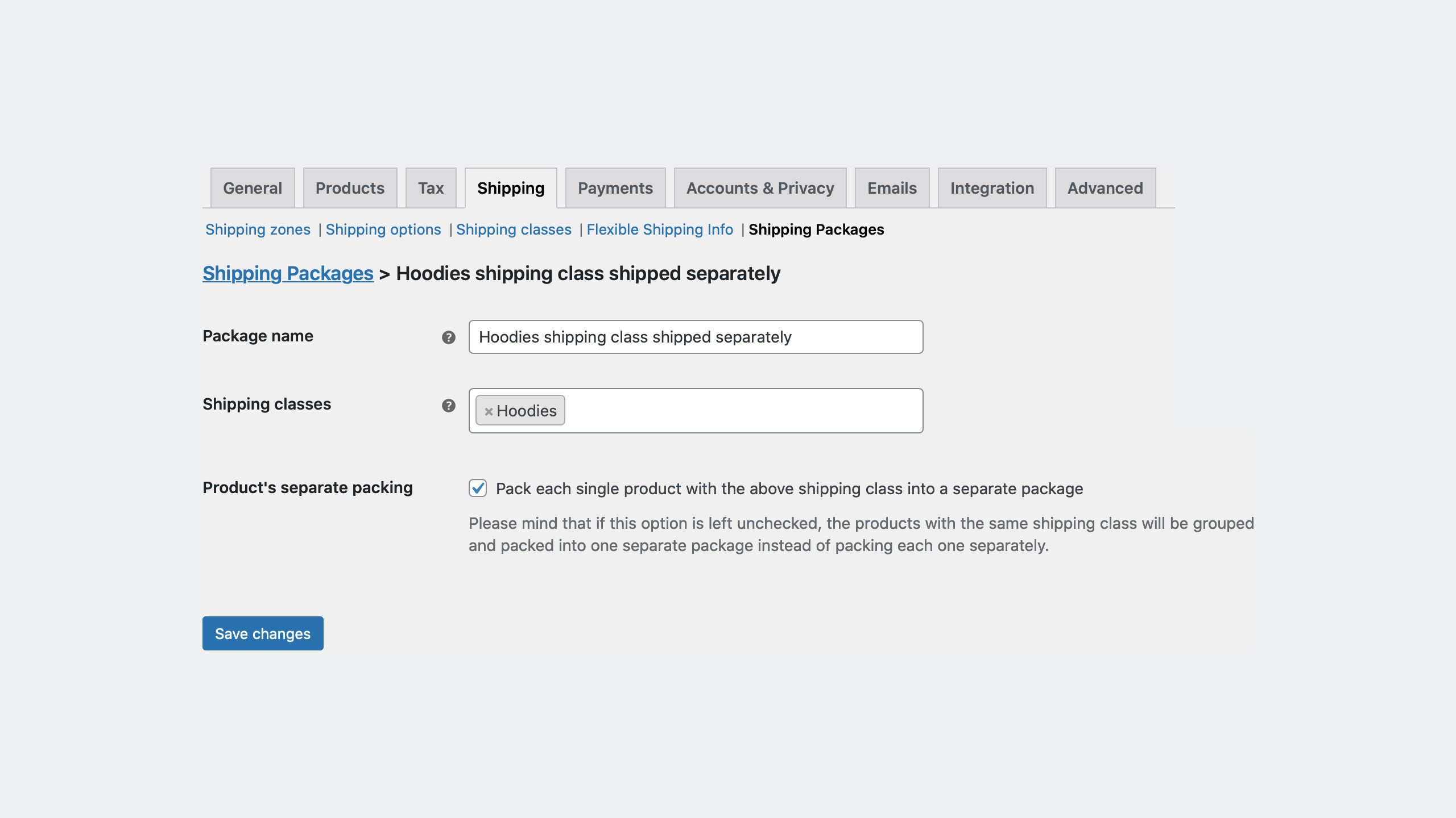 Cart splitting condition - Shipping Packages WooCommerce
