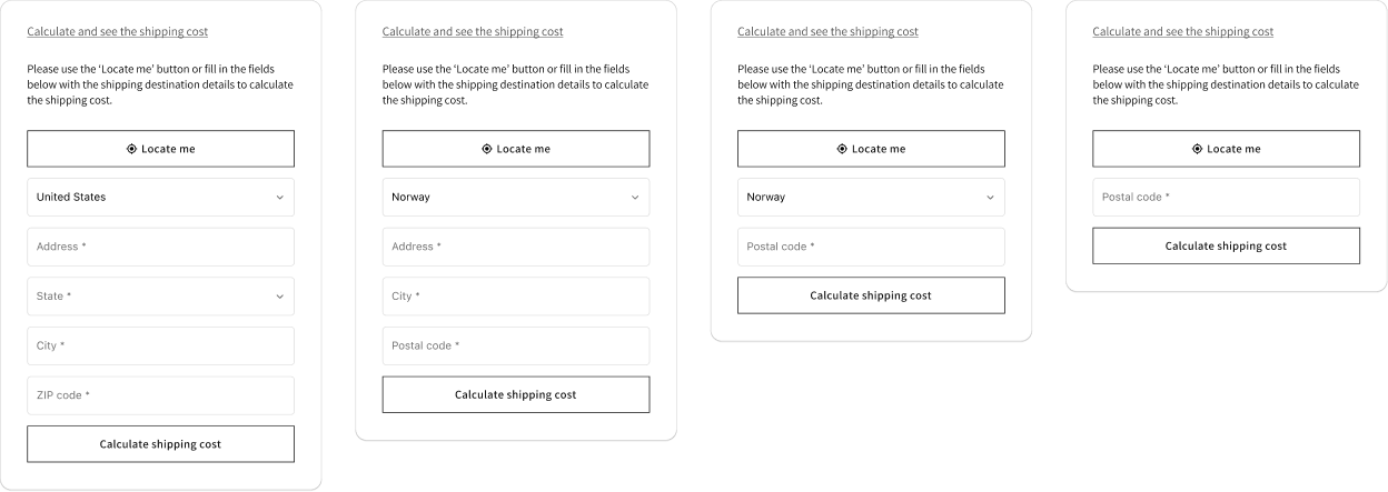 Shopify Shipping Rates calculator - limiting displayed shipping address fields