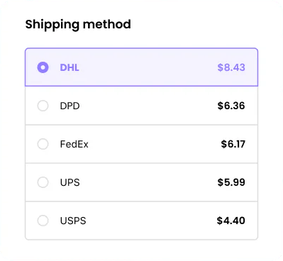 Sort and reorder shipping rates