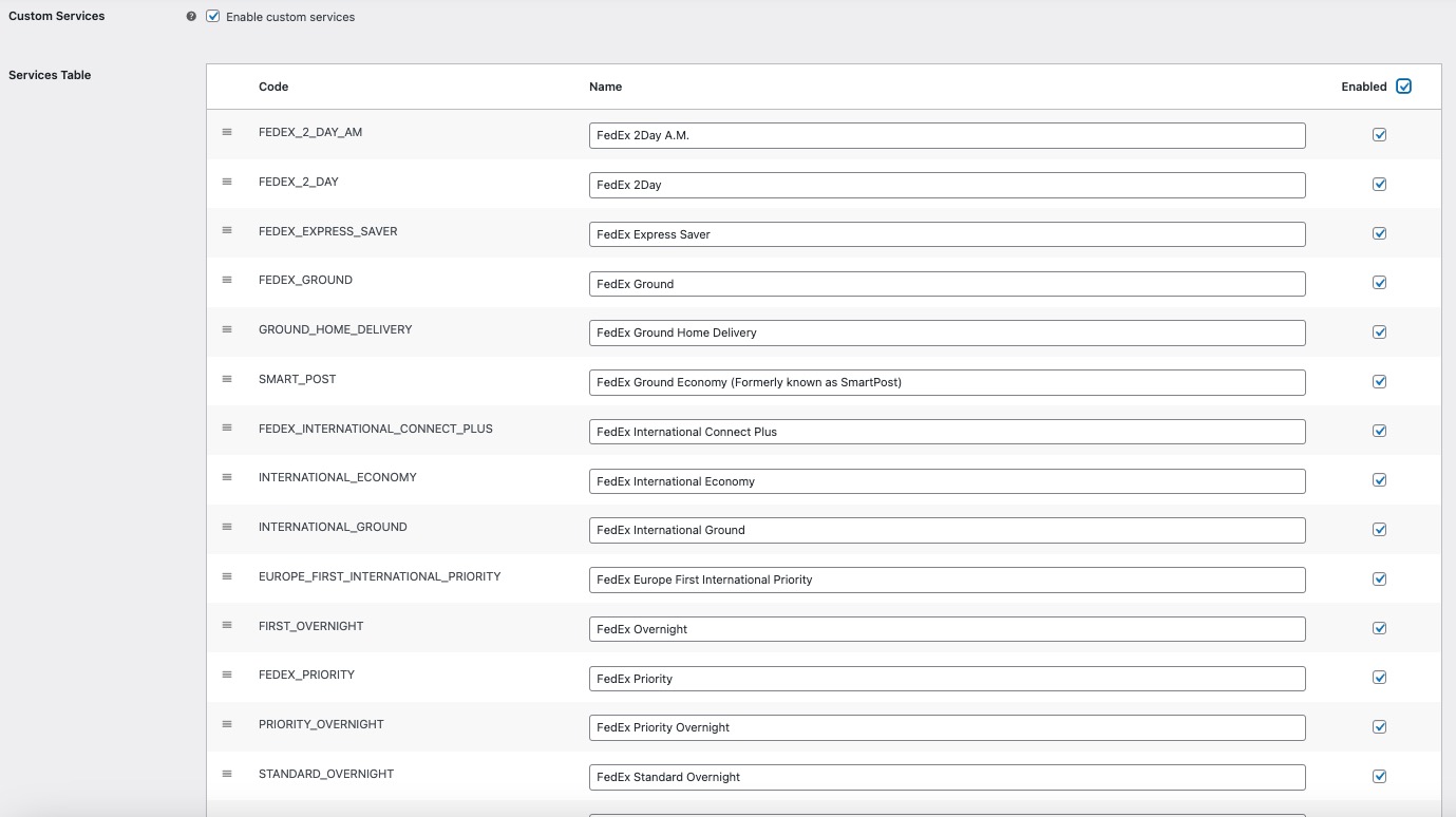 Screenshot of FedEx Custom Services Octolize Plugin interface