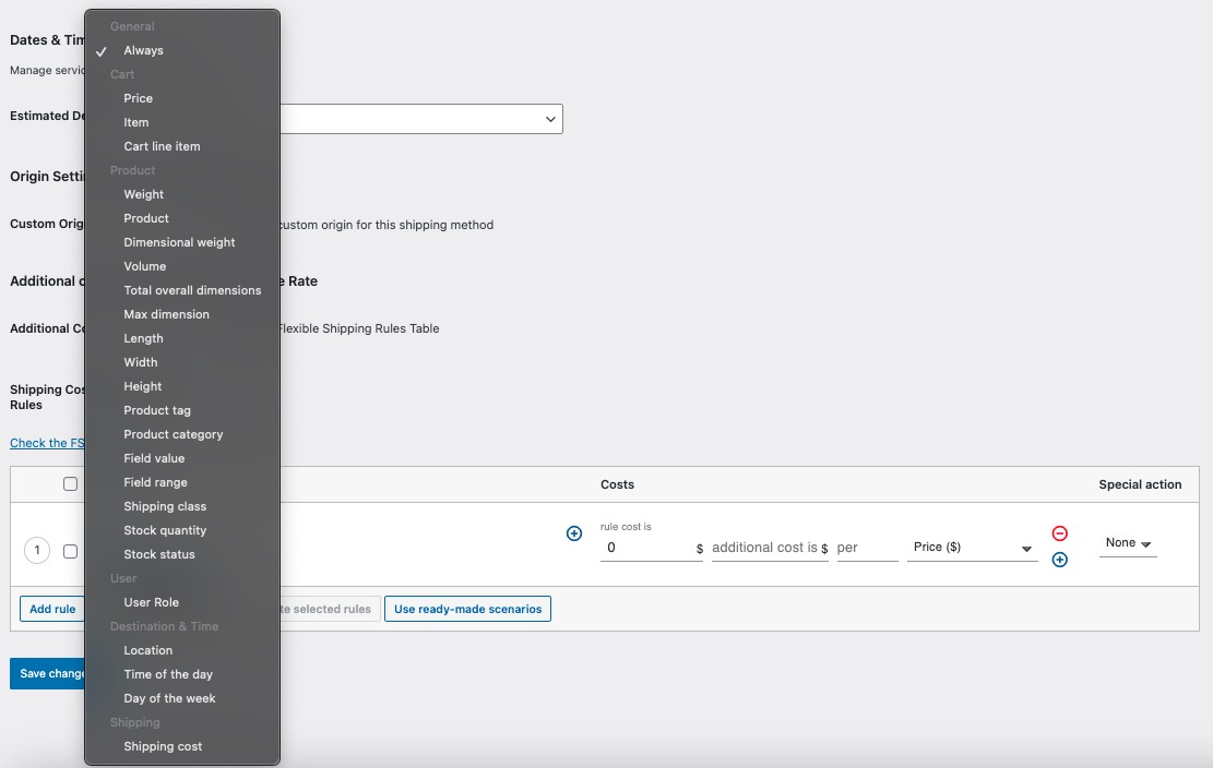 Screenshot of FedEx integration with flexible shipping by Octolize.