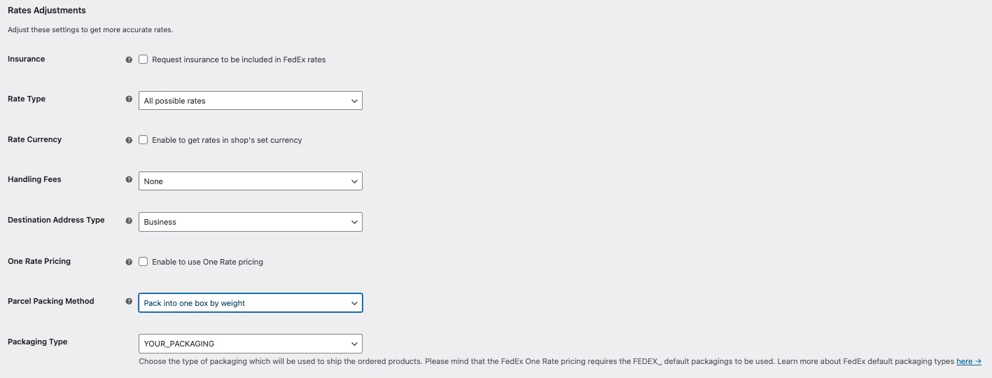 A screenshot showing how to adjust rates in FedEx PRO octolize