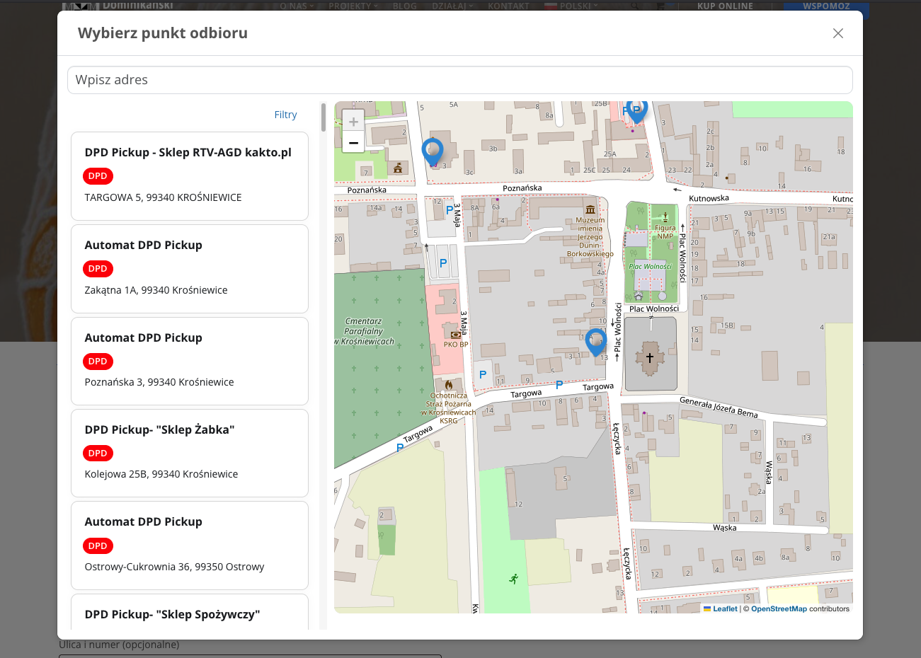 Mapa Punkty Odbioru