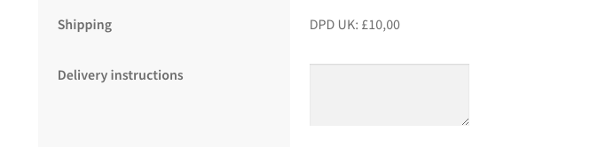 WooCommerce DPD UK - Delivery instructions