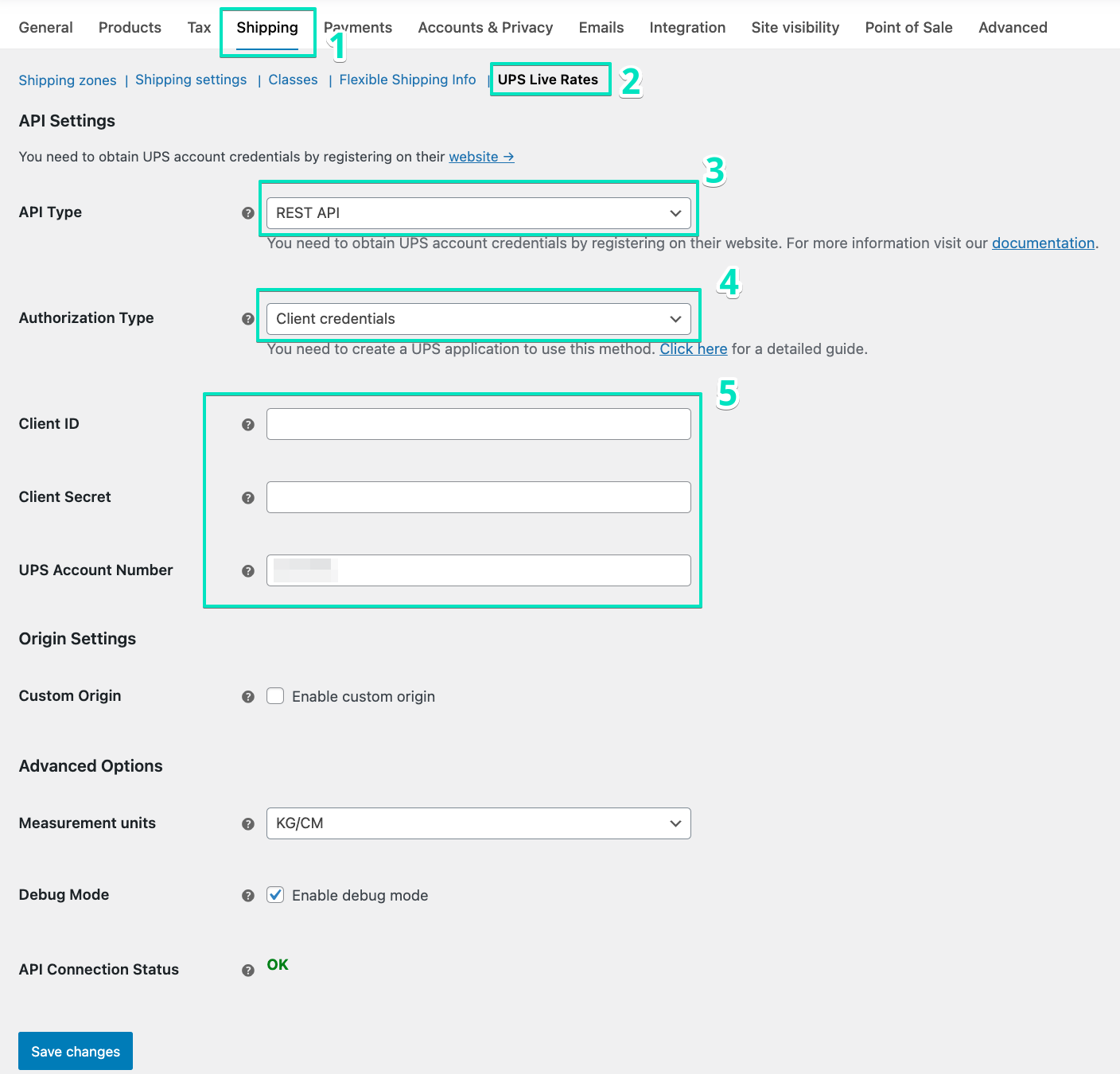 UPS REST API Configuration