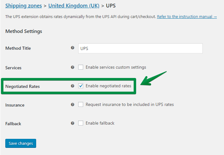 WooCommerce UPS negotiated rates option