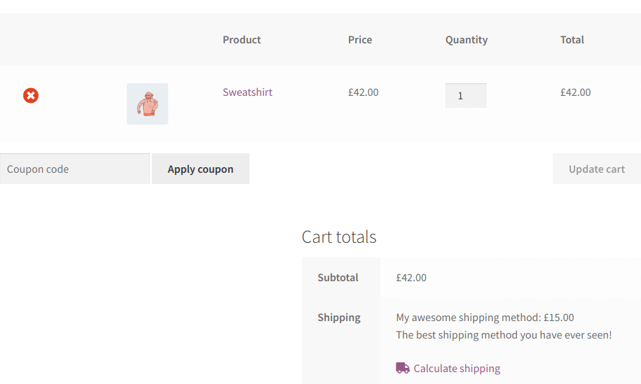 WooCommerce shipping by cart total - £15