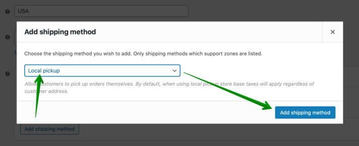 Add shipping method: Local Pickup