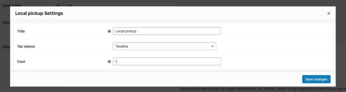 WooCommerce Local Pickup settings