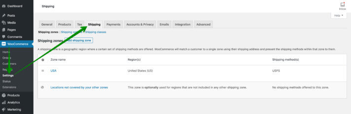 WooCommerce - Settings - Shipping