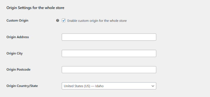 Live Rates and Access Points PRO Plugin for WooCommerce Custom Origin Settings