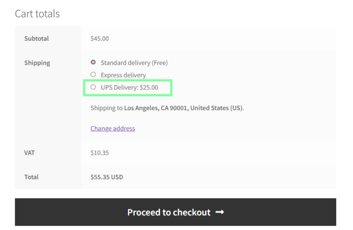 UPS Delivery Available at Checkout WooCommerce