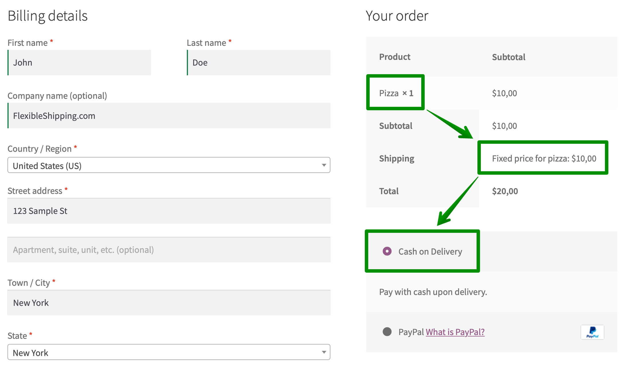Conditional Cash on Delivery in WooCommerce configured