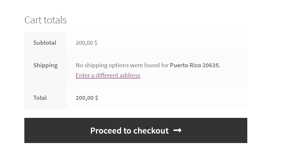 no shipping methods available message in WooCommerce
