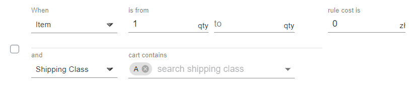shipping rules based on shipping class and weight