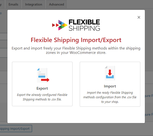 flexible shipping import export pop-up