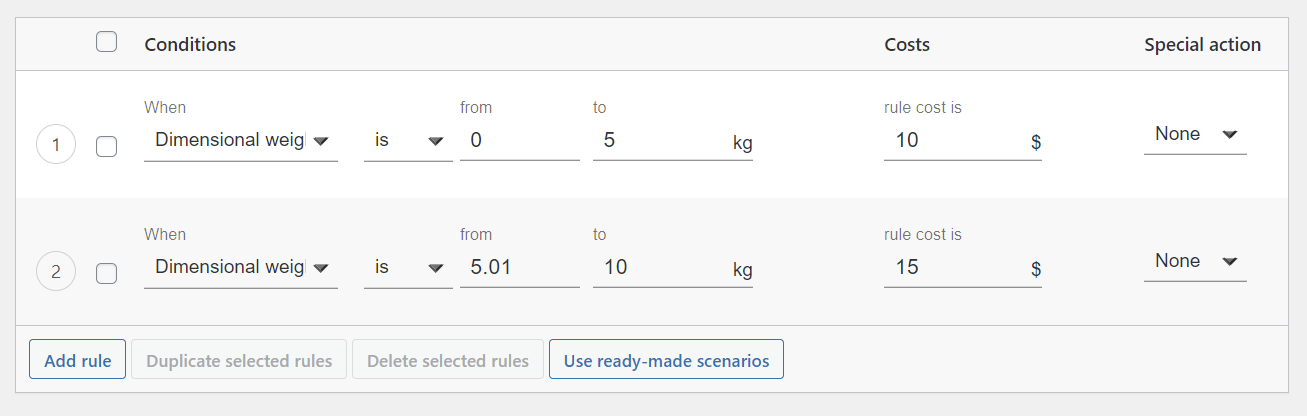 Volumetric weight based shipping in WooCommerce