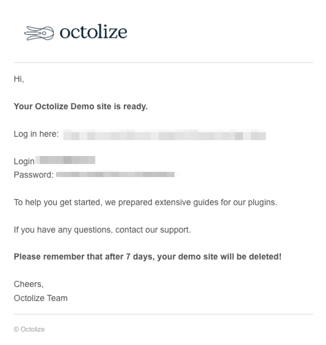 Demo e-mail notification
