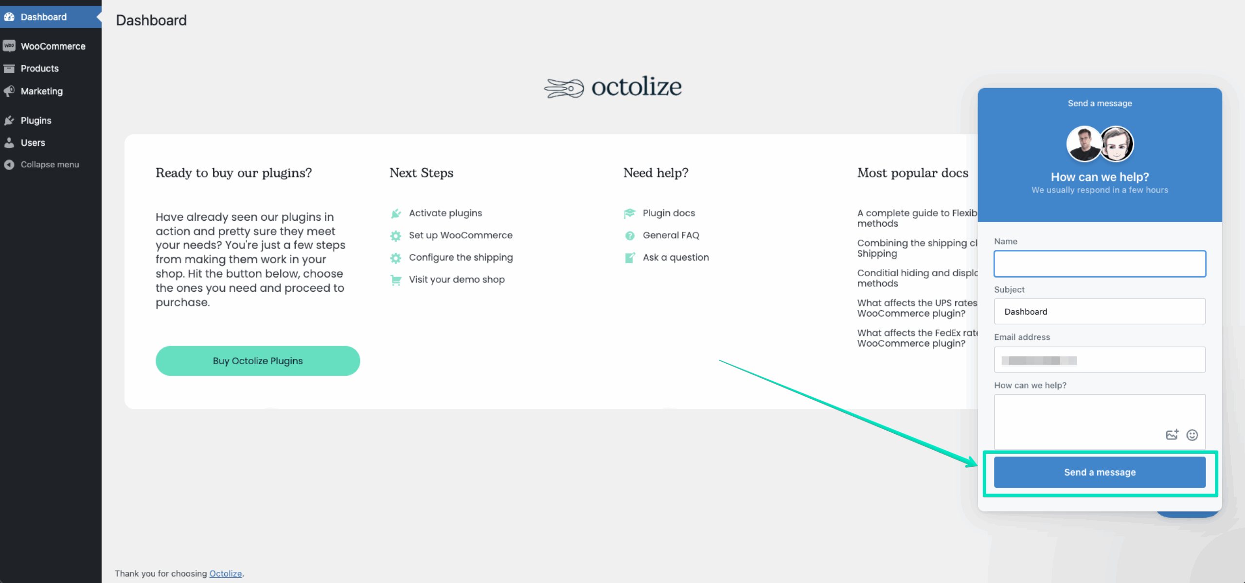 Send a message via demo