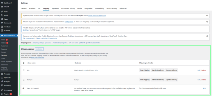 Select Shipping Zones WooCommerce
