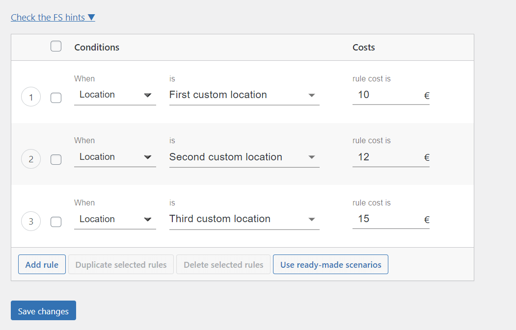 shipping cost based on postcodes in WooCommerce
