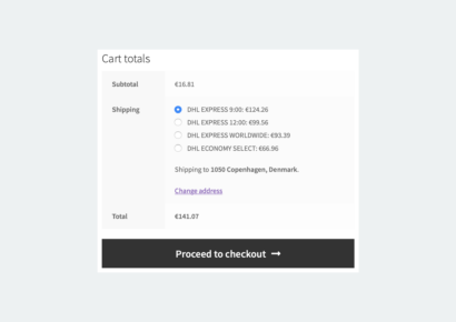 DHL Express Live Rates in the cart - DHL Express Live Rates PRO Woocommerce