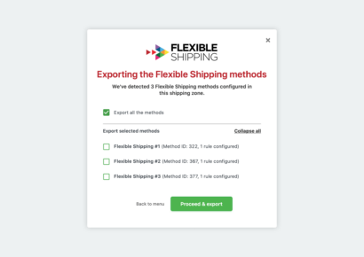 Exporting shipping methods - Flexible Shipping Import / Export WooCommerce