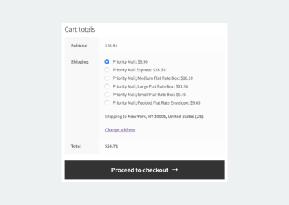 USPS Live Rates in the cart - USPS Live Rates PRO Woocommerce