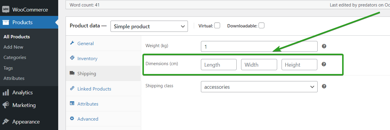 Add Shipping Dimensions to Products