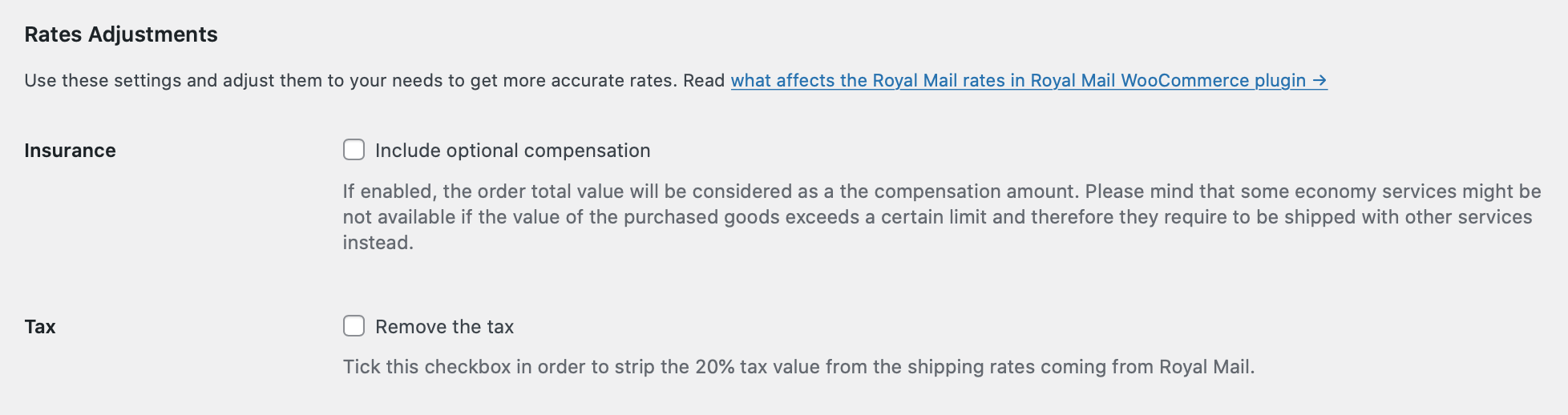 royal mail live rates adjustments