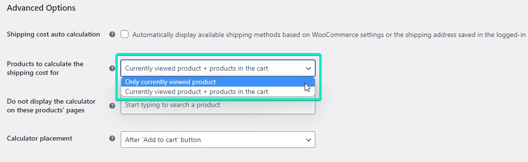 Select the shipping cost calculation method