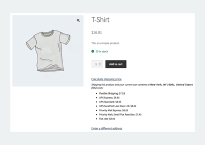 Shipping Cost on Product Page - Shipping cost calculated on product page