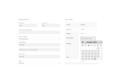 Calendar - WooCommerce Delivery Date Picker