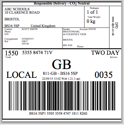 DPD UK label example