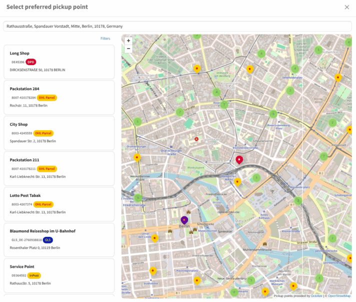 Pickup Points PRO for WooCommerce map view