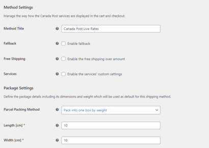 Canada Post Live Rates Woocommerce Shipping Methods